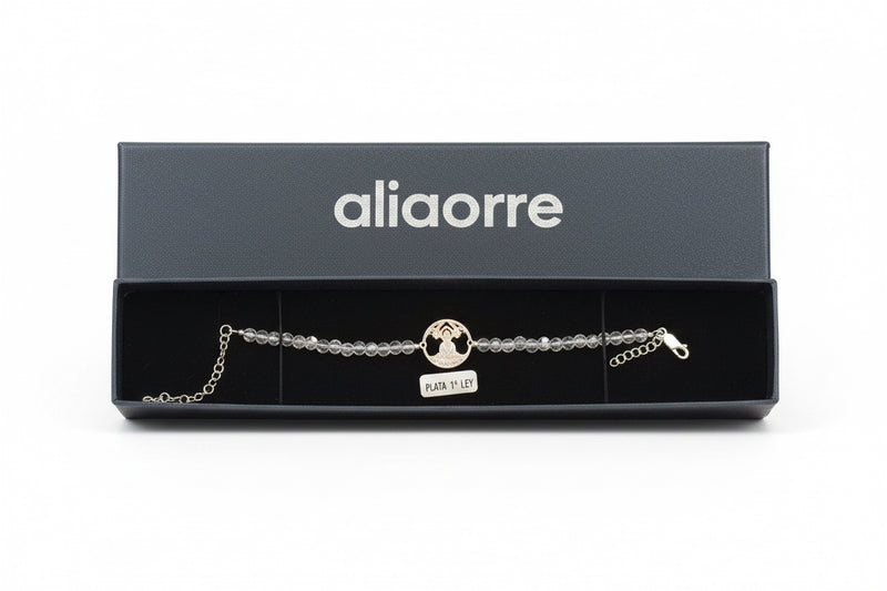 Pulsera de cuarzo con Buda en plata de ley 925